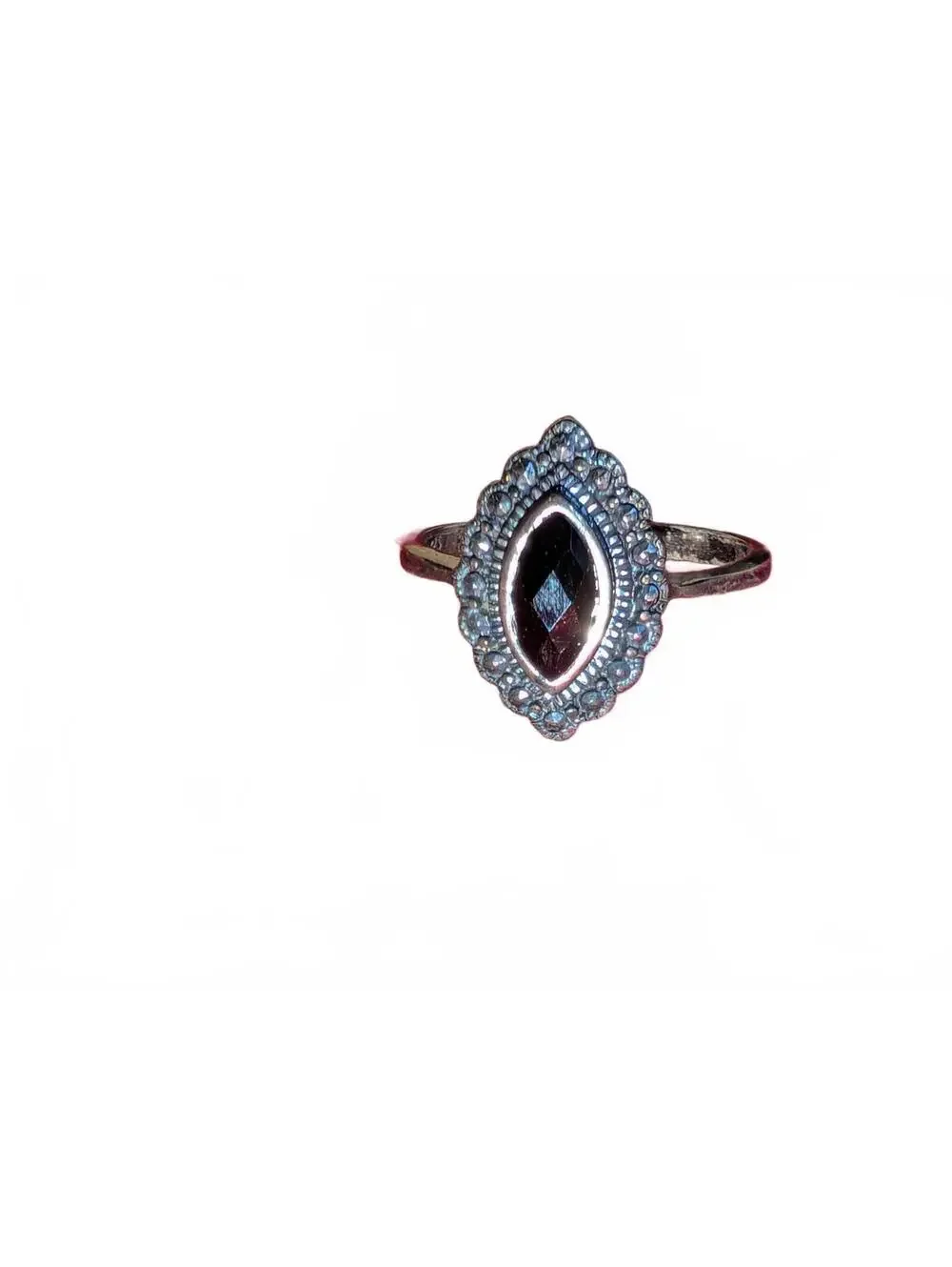 Vintage Sterling Silver Black Stone Ring Size 8